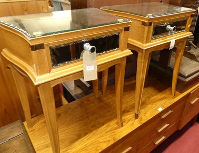 Lot 1212 - A pair of birch and mirrored glass single...