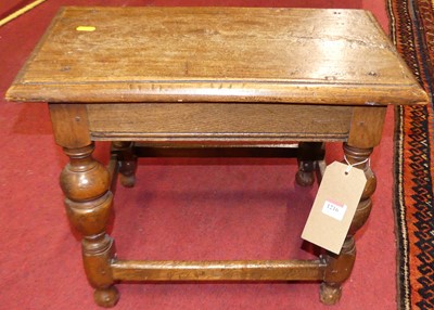 Lot 1216 - A joined oak joint stool raised on bulbous...