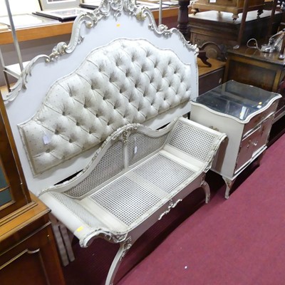 Lot 1196 - French grey painted and floral decorated...