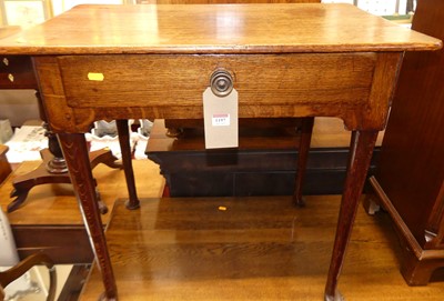 Lot 1197 - An 18th century joined oak single drawer side...