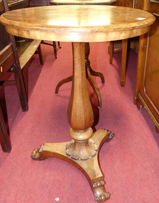 Lot 1223 - A Victorian figured walnut circular fixed top...