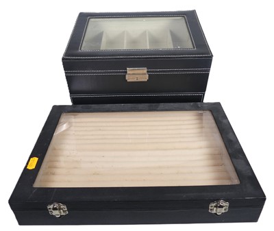 Lot 522 - A large faux leather jewellery box, h.17cm;...