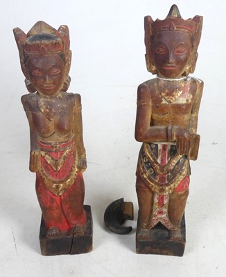 Lot 481 - A pair of 19th century Balinese polychrome...