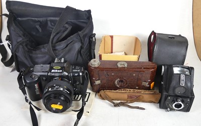 Lot 483 - A Nikon F401 camera; together with a Hawket No....