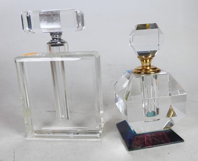 Lot 465 - Two large glass decorative scent bottles, the...