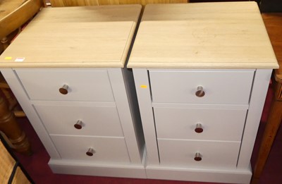 Lot 1237 - A pair of contemporary blond oak and soft grey...