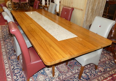 Lot 1313 - A large contemporary walnut and granite inset...