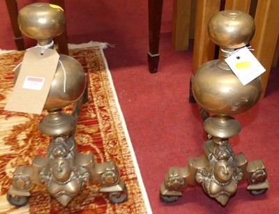 Lot 1259 - A pair of 19th century Dutch brass and iron...