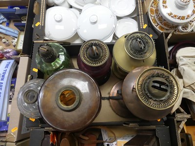 Lot 571 - One box of various oil lamps to include an...