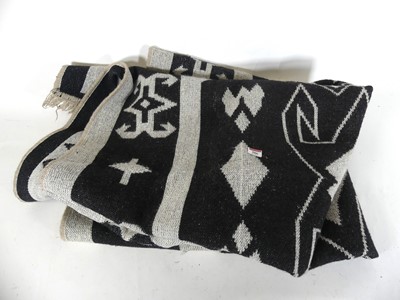 Lot 586 - A modern black & grey kilim rug with geometric...