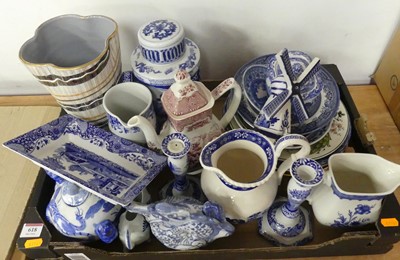 Lot 618 - A box of blue & white ceramics to include...