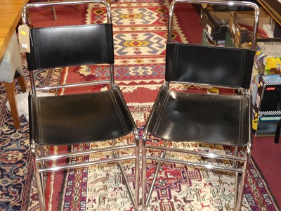 Lot 1270 - A set of six tubular chrome framed dining...