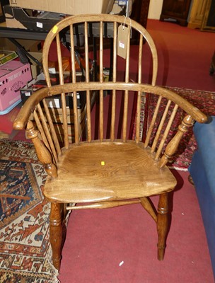 Lot 1273 - An elm and ash stickback Windsor chair, w.58.5cm