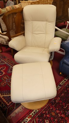 Lot 1275 - A contemporary cream leather upholstered...