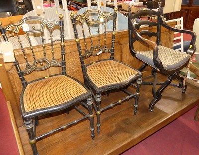 Lot 1279 - A pair of 19th century ebonised and gilt...