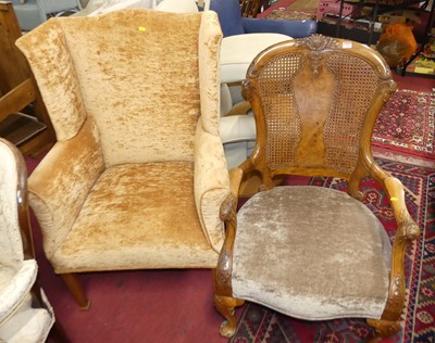 Lot 1281 - An early 20th century walnut tub open armchair,...