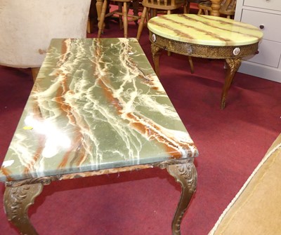 Lot 1284 - Two onyx effect topped coffee tables in the...