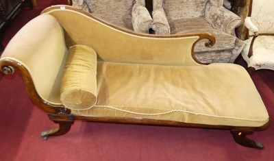 Lot 1286 - A Victorian faded mahogany scroll-end...