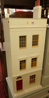 Lot 1328 - A white painted narrow three-storey dolls...