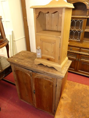 Lot 1332 - A rustic pine double door side cupboard,...