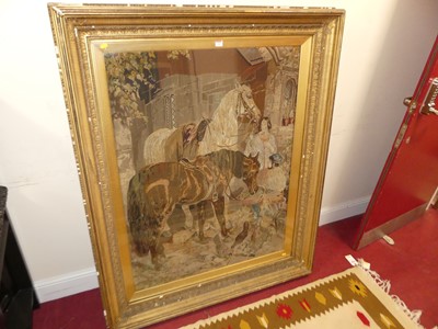 Lot 1342 - A large tapestry wall panel, depicting...