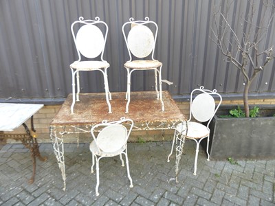 Lot 1353 - A white painted wired metal and mesh inset...