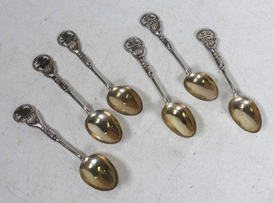 Lot 426 - A set of six Chinese silver teaspoons, each...