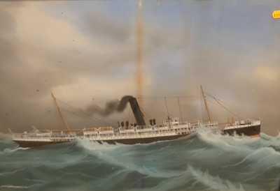 Lot 1074 - Circa 1900 School - Pair; HMS Orontes, gouache,...