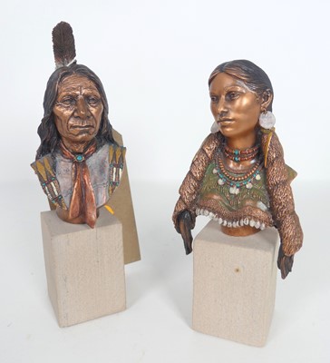 Lot 445 - A Cody painted bronze bust of a Native...