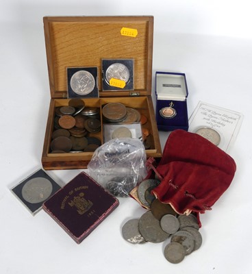 Lot 446 - A treen box containing assorted, 20th century,...