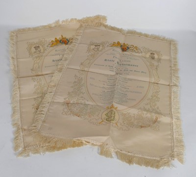 Lot 448 - A pair of printed silk commemorative...