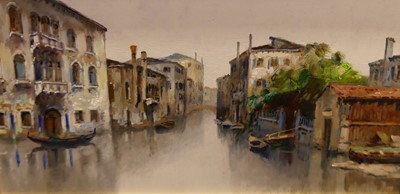 Lot 1035 - G. Tome(?) - Pair; Venetian backwaters, oil on...