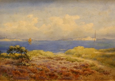 Lot 1051 - English school - Sunlit coastal view,...