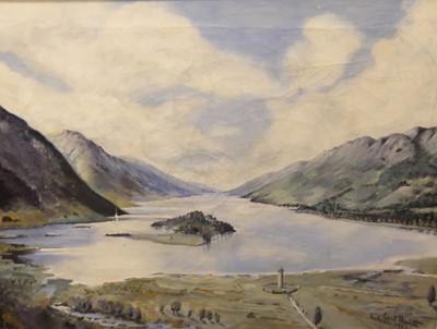Lot 1009 - Cyril Bennett  - Loch scene, oil on canvas,...