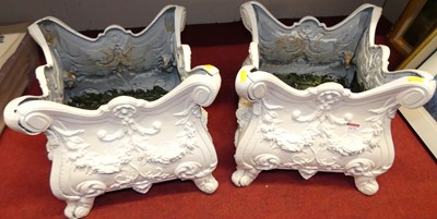 Lot 1071 - A pair of cast iron and white painted...
