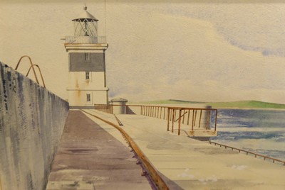 Lot 1087 - Donald Myall - The Lighthouse, watercolour,...
