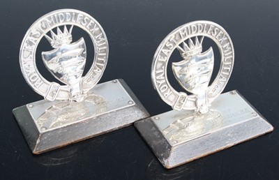 Lot 608 - A pair of late Victorian Regimental silver...