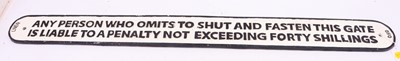 Lot 58 - LNER cast iron sign 'Any person who omits to...