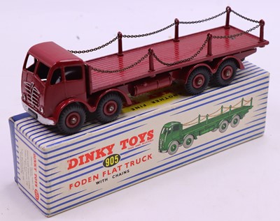 Lot 1054 - Dinky Toys, 905, Foden flat truck with chains,...