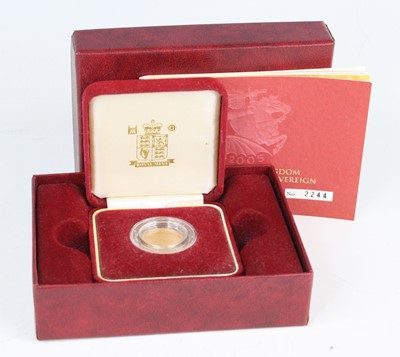 Lot 3234 - United Kingdom, 2005 gold proof half sovereign,...