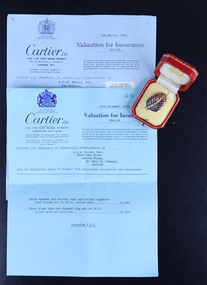 Lot 2651 - A Cartier 18ct gold stylised leaf brooch...