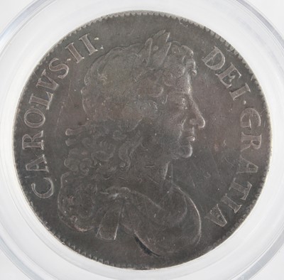 Lot England, 1673 crown, Charles II third laureate...