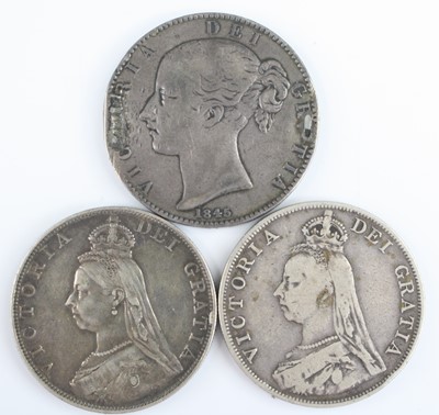 Lot 3257 - Great Britain, 1845 crown, obv: Victoria young...