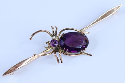 Lot 2723 - A yellow metal spider bar brooch, set with 1...