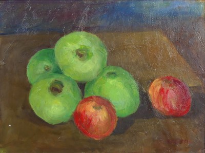 Lot 230 - Ronald Ronaldson (1919-2015) - Apples, oil on...