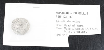 Lot 3244 - Roman Republic Gnaeus Gellius (134-135) AR...