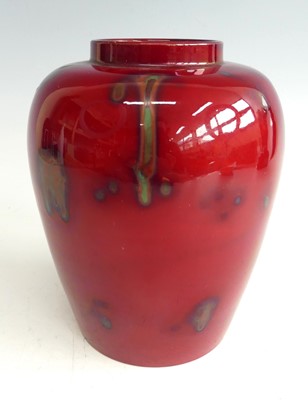 Lot 54 - Aultcliff Pottery - a red flambé pottery vase,...
