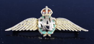 Lot 745 - A WW II yellow metal and enamelled RAF...
