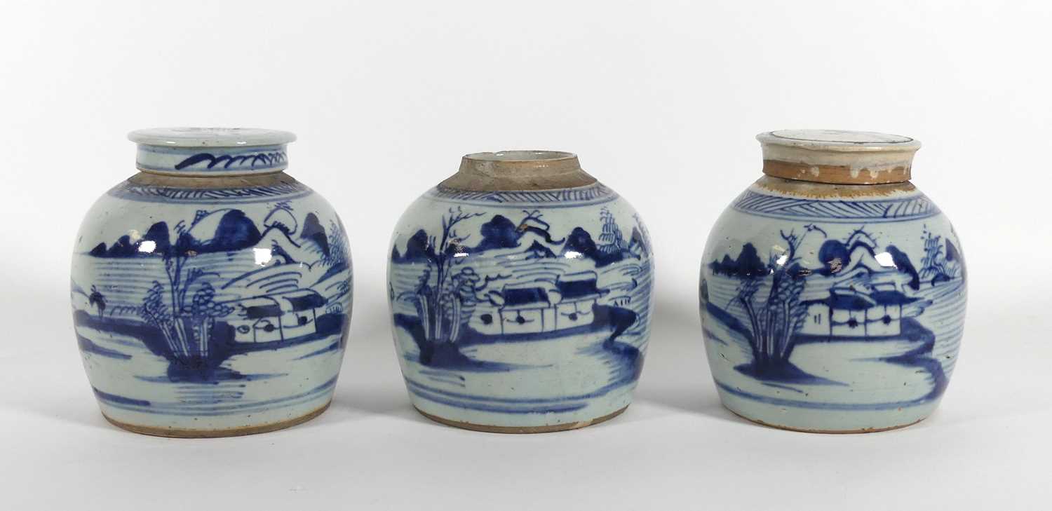 Lot 34 - A matched set of three Chinese porcelain...