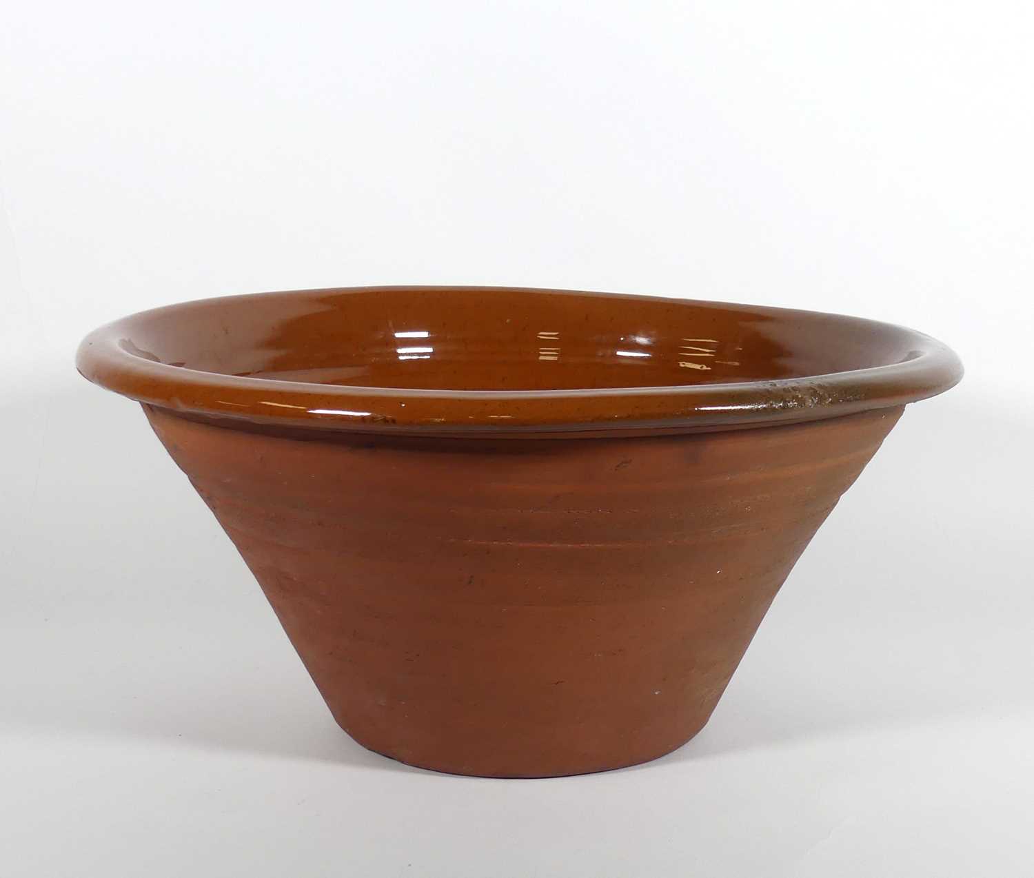 Lot 86 - A glazed terracotta pancheon, dia.44cm